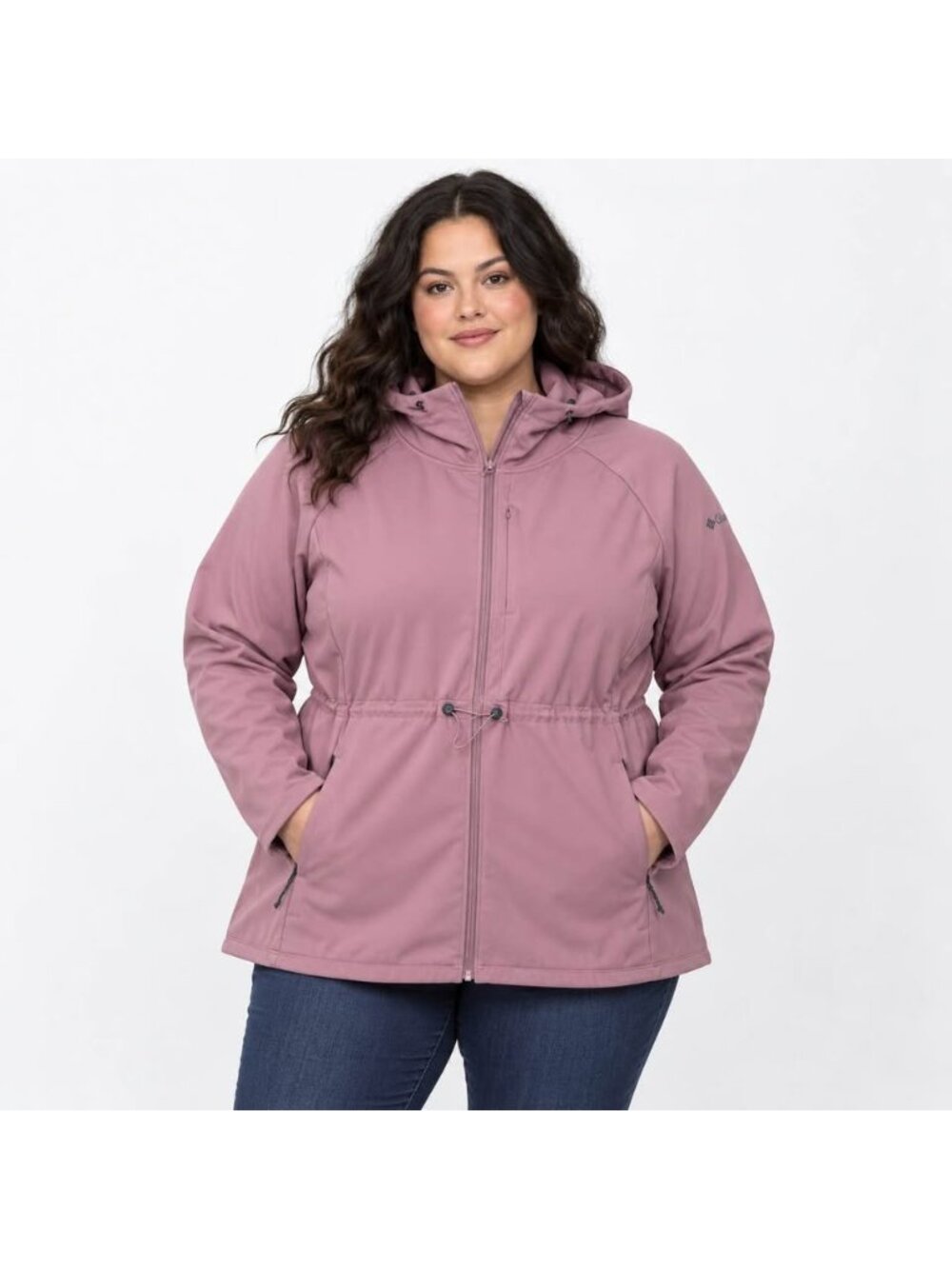 Columbia Flora Park II Women’s Softshell Jacket 2X Dusty Rose Pink Hooded